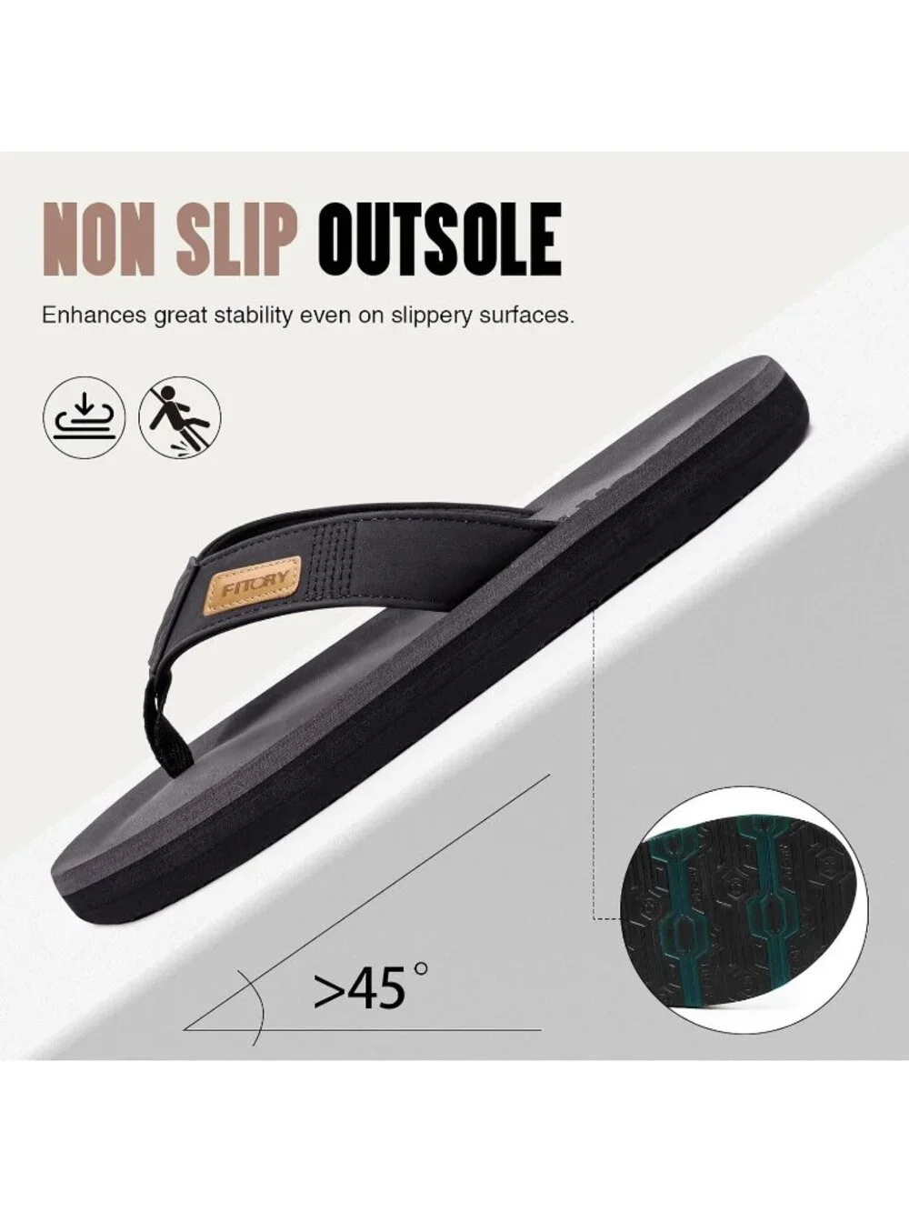 Mens Black Flat Thongs Solid Comfort Split Toe Rubber Flip Flop Slipper Shoes